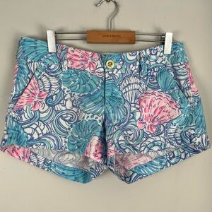 Lilly Pulitzer Blue Haven Raising Shell Walsh Shorts Size 2